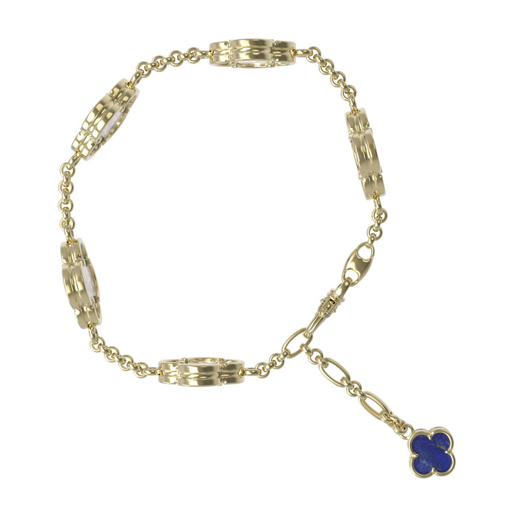 Браслет из лимонного золота c лазуритом и перламутром