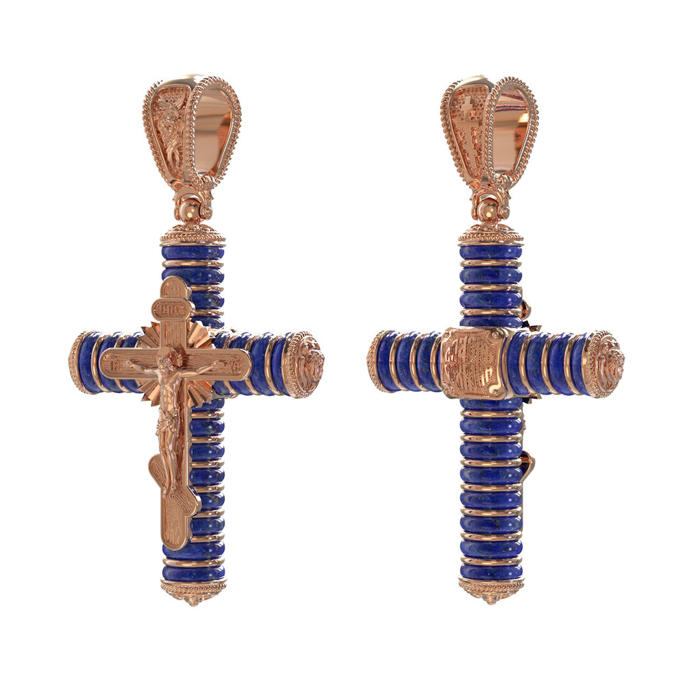 Крест из золота c лазуритом