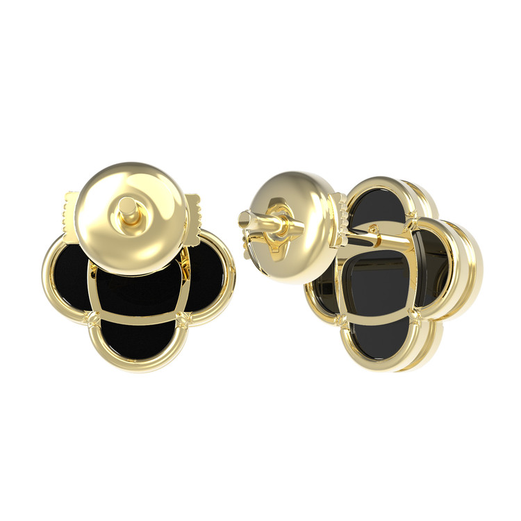Серьги из лимонного золота c ониксом