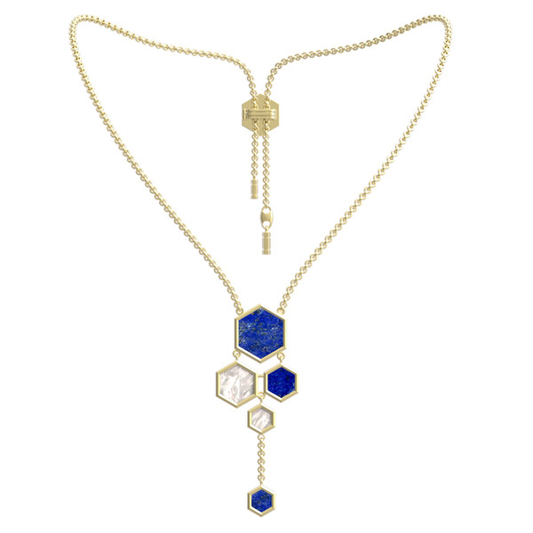 Колье из лимонного золота c лазуритом и перламутром