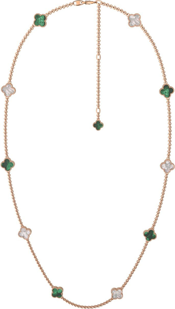 Колье из золота c малахитом и перламутром