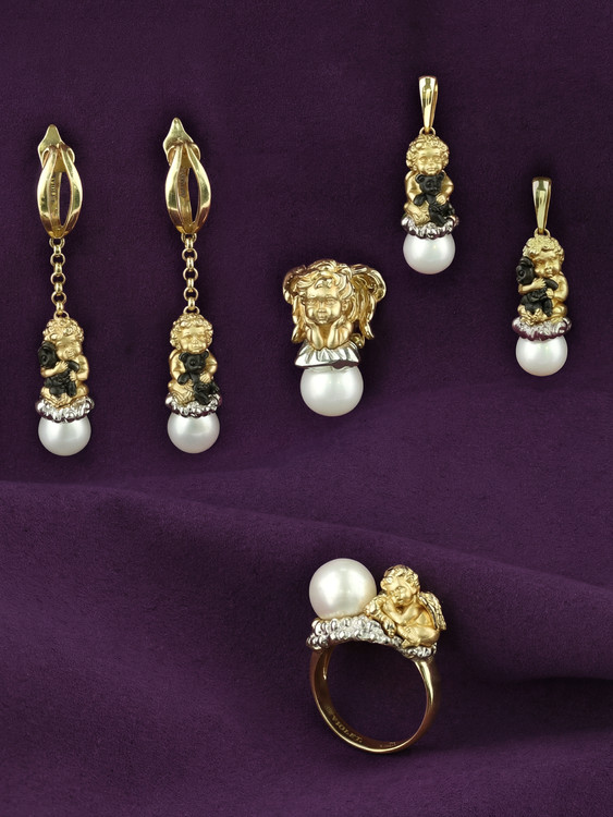 Подвеска из лимонного золота c жемчугом