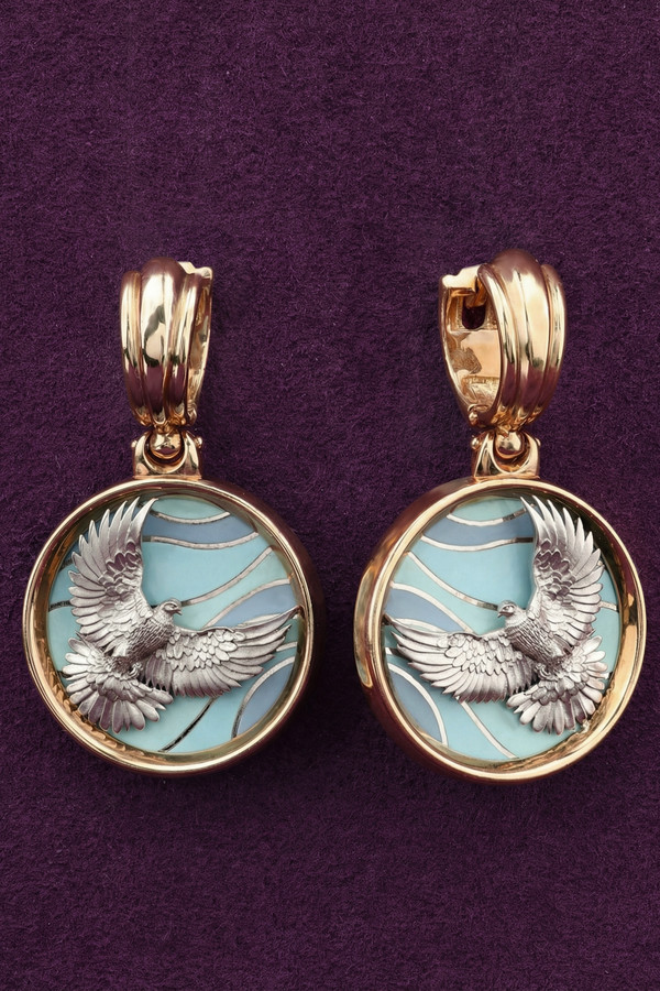 Серьги из золота c эмаль