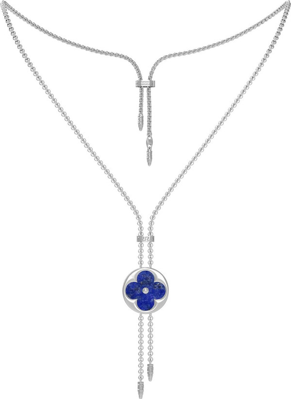 Колье из белого золота c лазуритом и перламутром