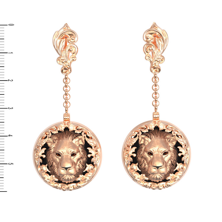 Серьги из золота c эмаль и ониксом