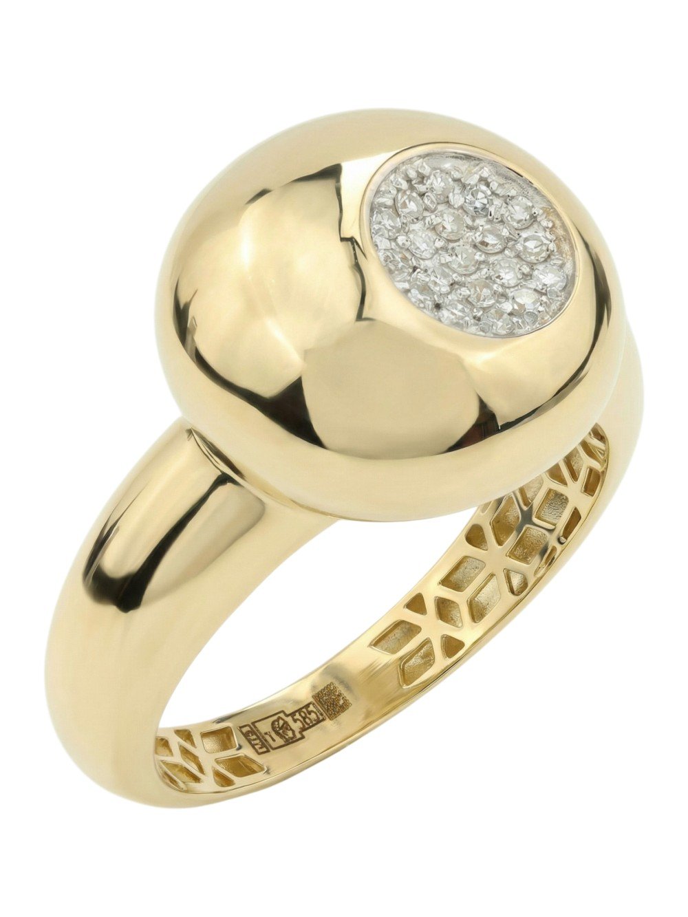 Кольцо из лимонного золота c бриллиантами