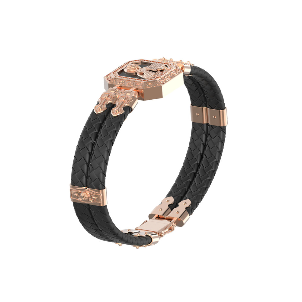 Браслет из золота c шнурком и ониксом