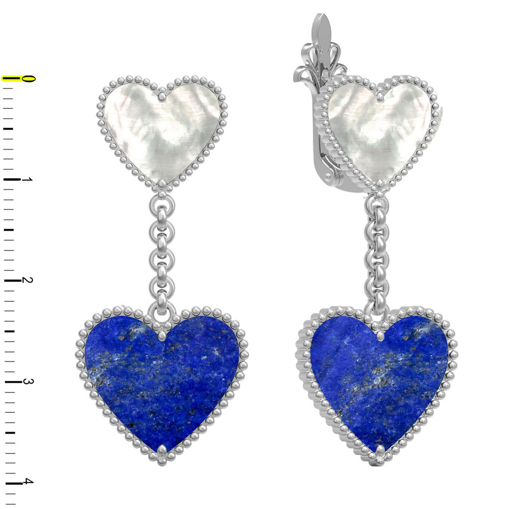 Серьги из белого золота c лазуритом и перламутром