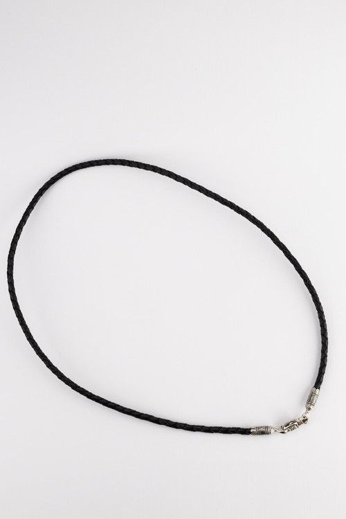 Шнурок кожаный из белого золота c кожаным шнурком