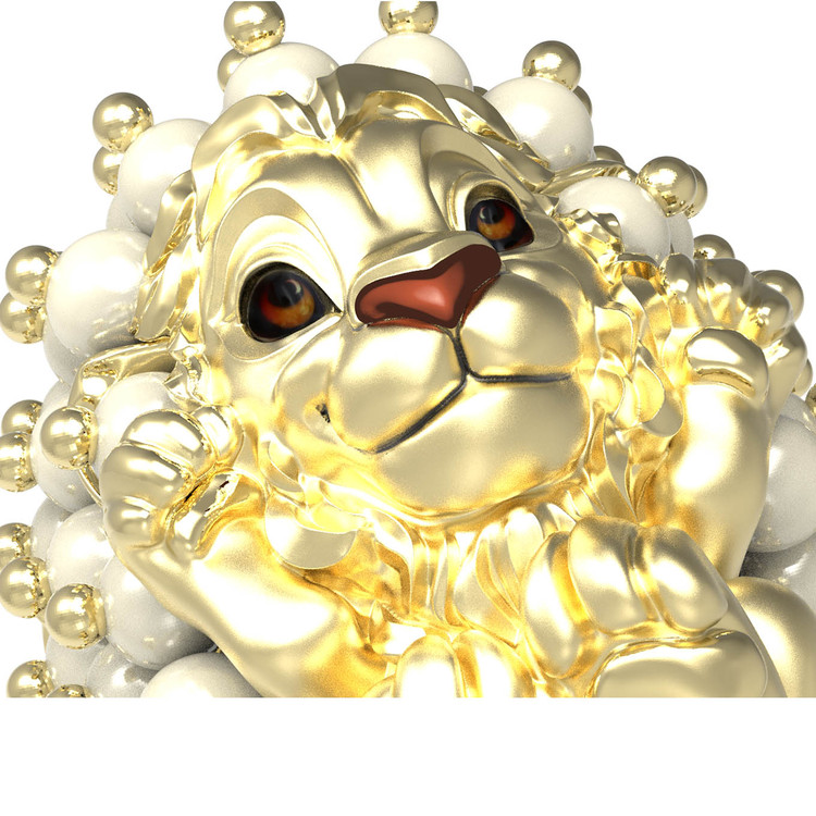 Кольцо из лимонного золота c эмаль и жемчугом