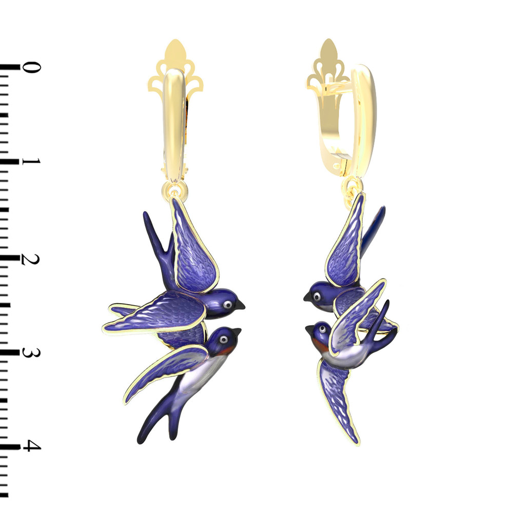 Серьги из лимонного золота c эмалью