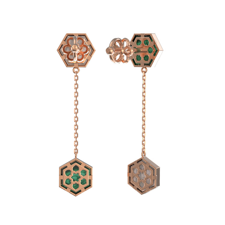 Серьги из золота c малахитом и перламутром