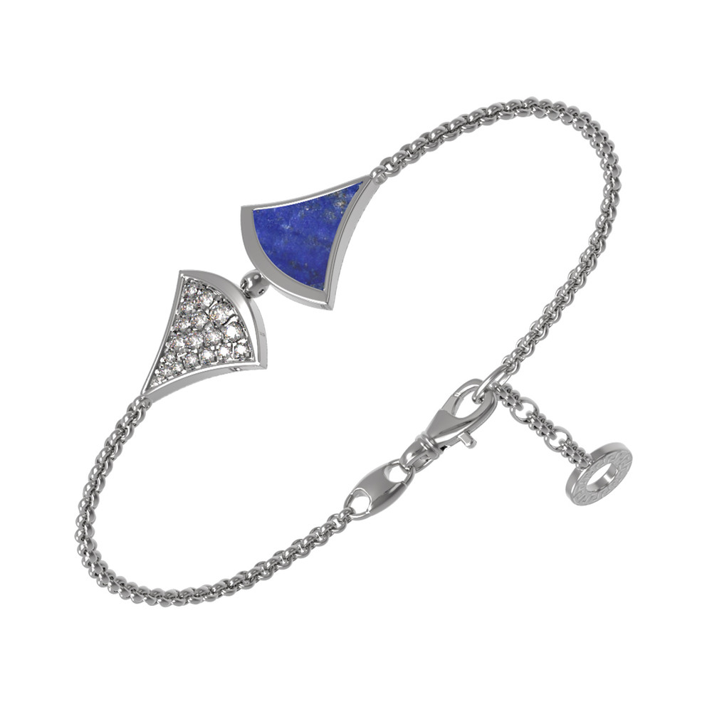 Браслет из белого золота c бриллиантами и лазуритом