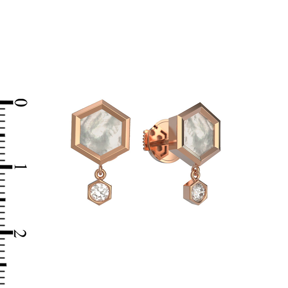 Серьги из золота c бриллиантами и перламутром