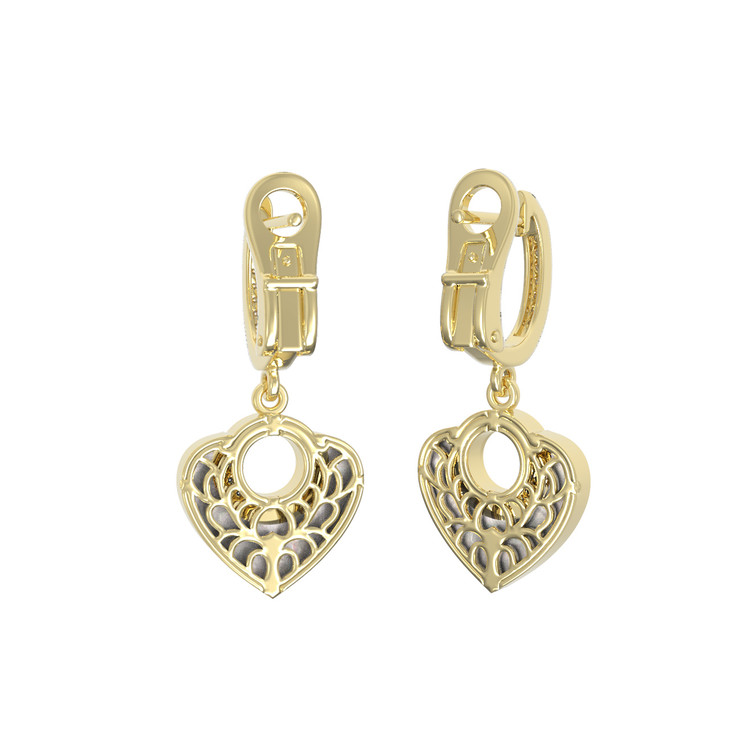 Серьги из лимонного золота c бриллиантами и перламутром