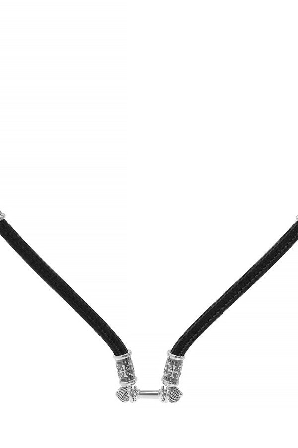 Шнурок шёлковый из белого золота c шёлковым шнурком