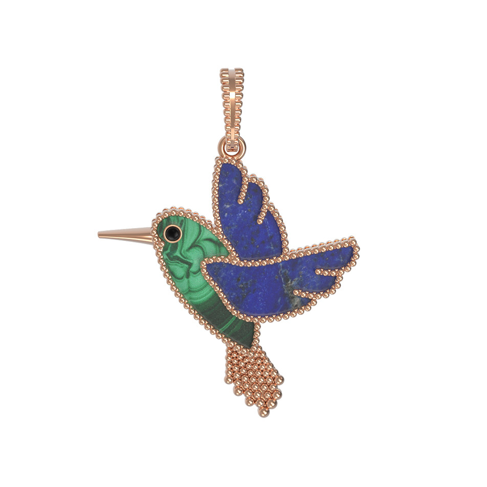 Подвеска из золота c эмаль , лазуритом и малахитом