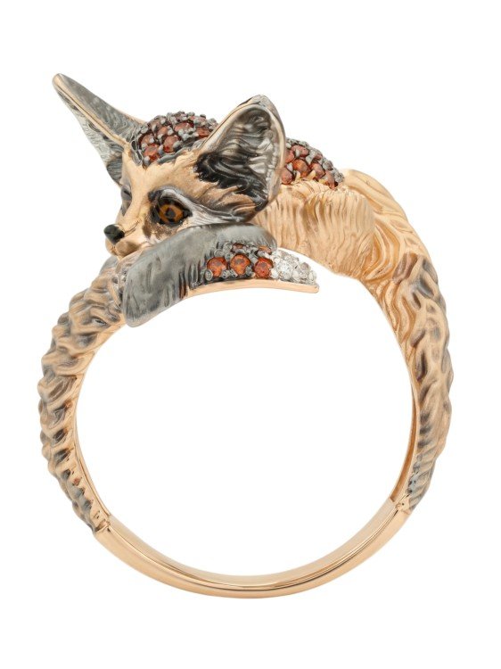 Кольцо из золота c эмаль и фианитом