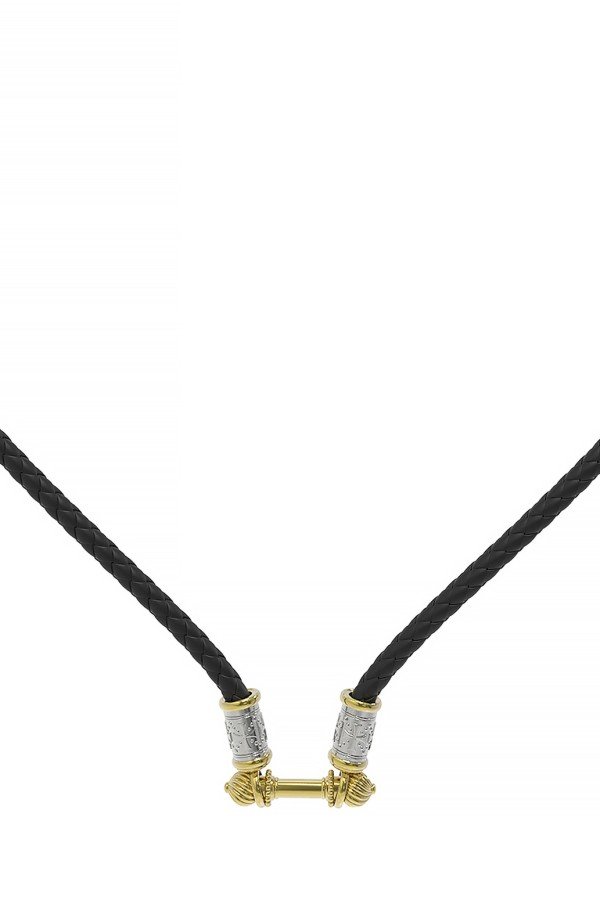 Шнурок кожаный из лимонного золота c кожаным шнурком