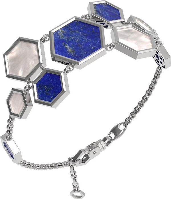 Браслет из белого золота c лазуритом и перламутром