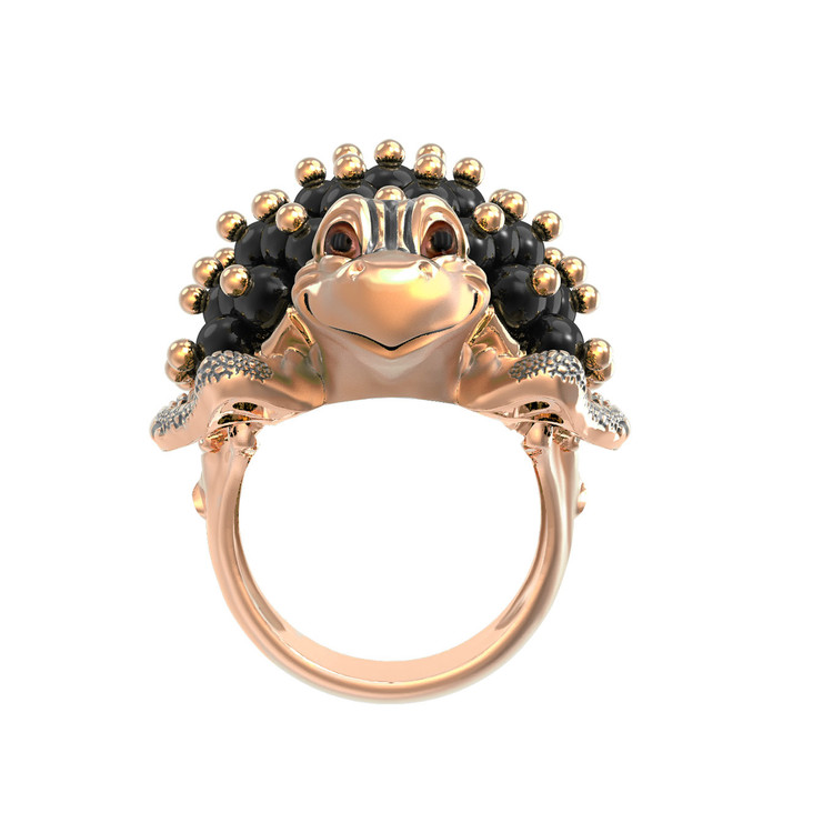 Кольцо из золота c эмалью и ониксом