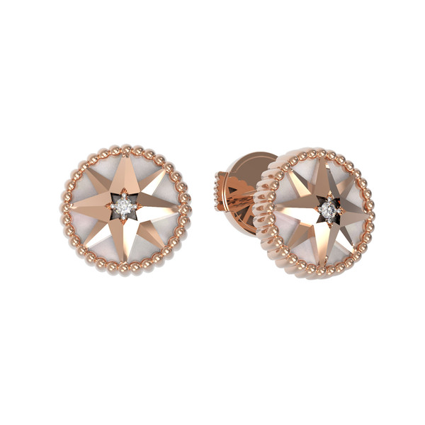 Серьги из золота c фианитом и перламутром