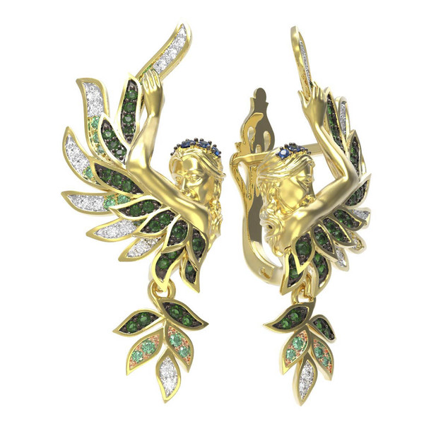 Серьги из лимонного золота c фианитом