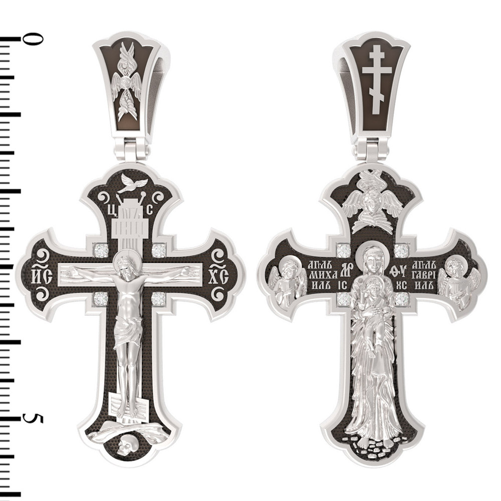 Крест из белого золота c бриллиантами