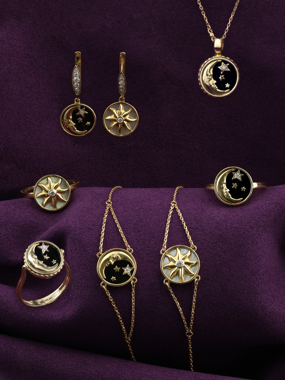 Браслет из лимонного золота c бриллиантами и ониксом