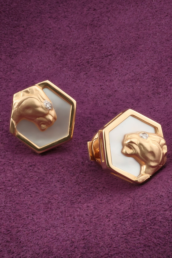 Серьги из золота c бриллиантами и перламутром