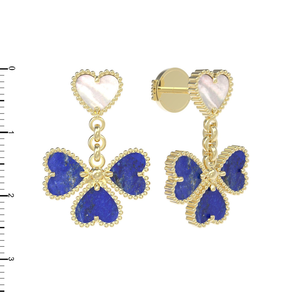 Серьги из лимонного золота c лазуритом и перламутром