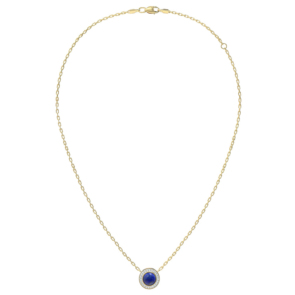 Колье из лимонного золота c бриллиантами и лазуритом