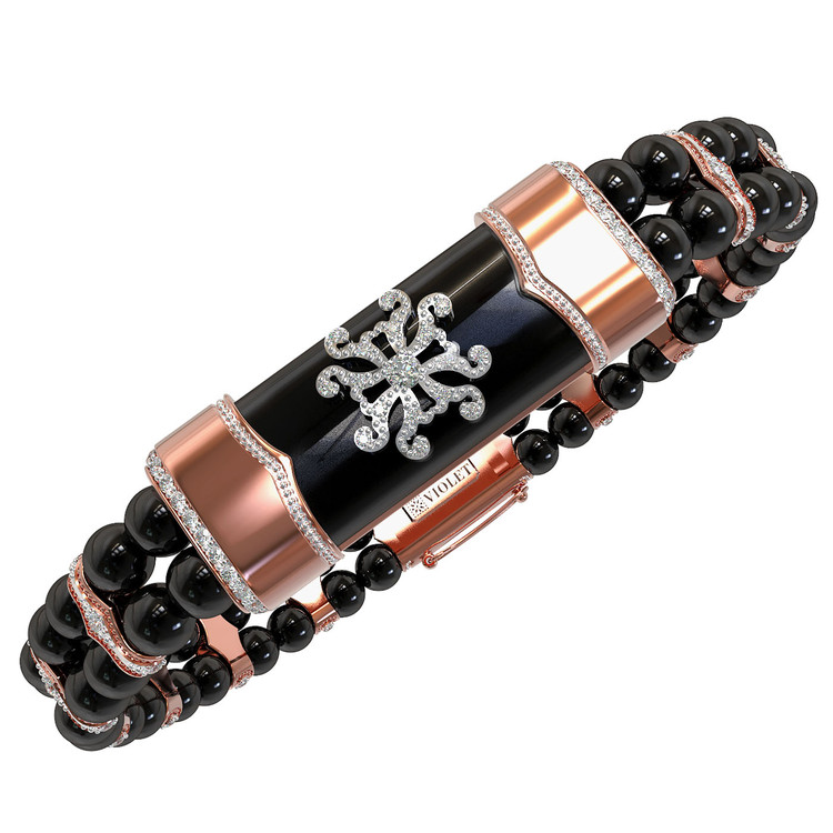 Браслет из золота c бриллиантами и ониксом