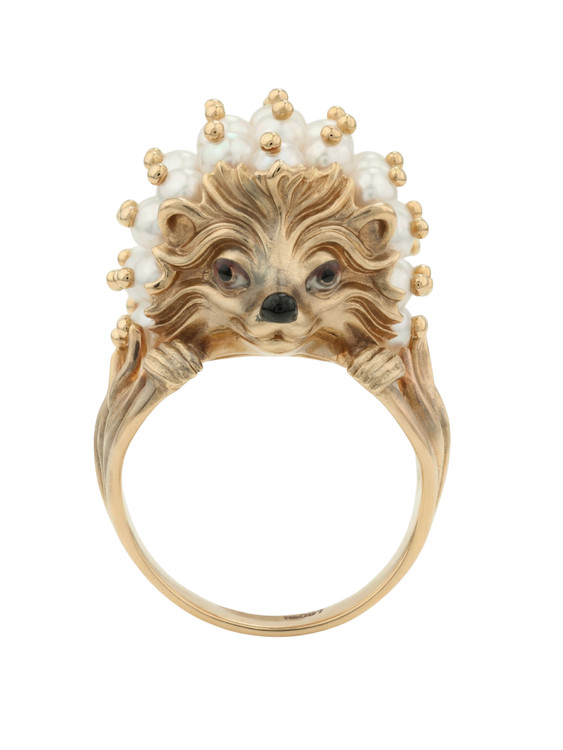 Кольцо из золота c эмалью и жемчугом