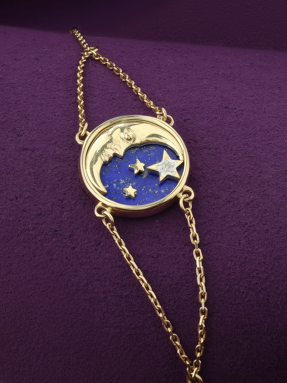 Браслет из лимонного золота c бриллиантами и лазуритом