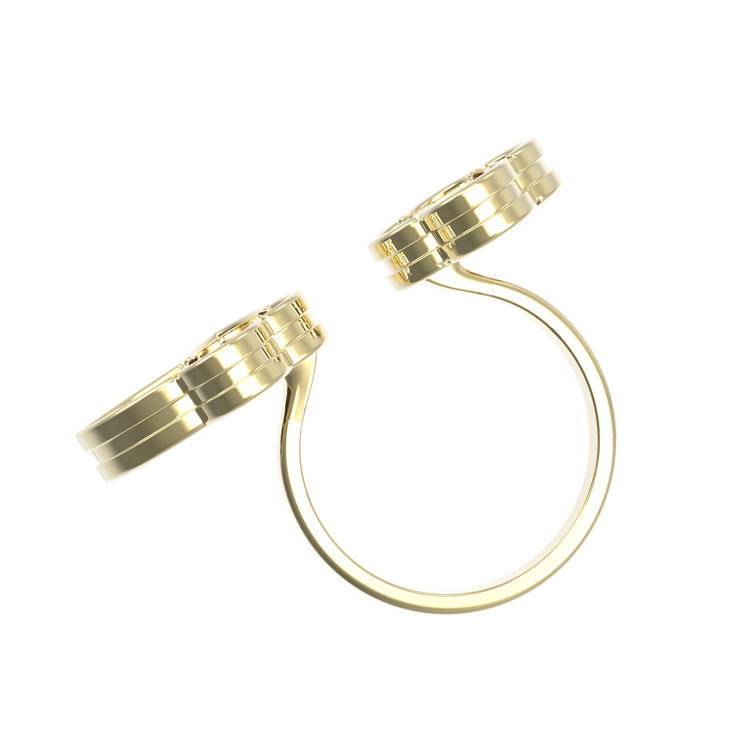 Кольцо из лимонного золота c ониксом и перламутром