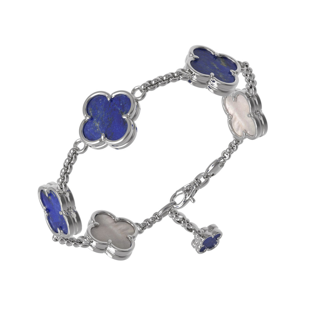 Браслет из белого золота c лазуритом и перламутром