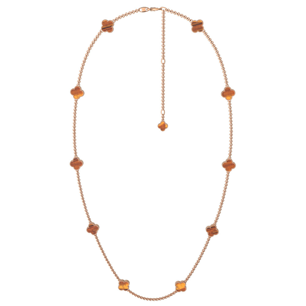 Колье из золота c тигровым глазом