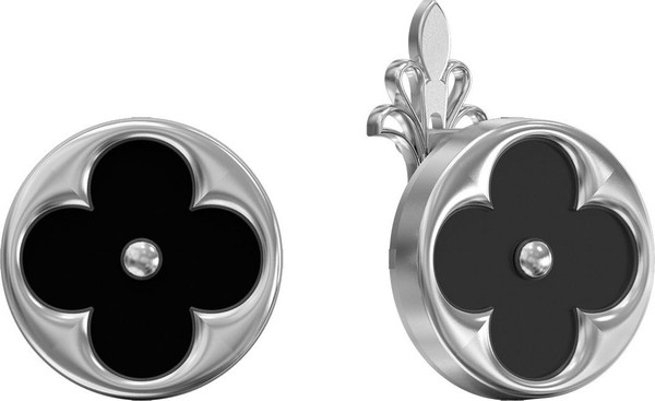 Серьги из белого золота c ониксом