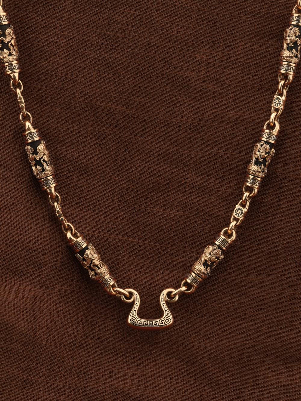 Цепь из золота c эмалью и эбеновым деревом