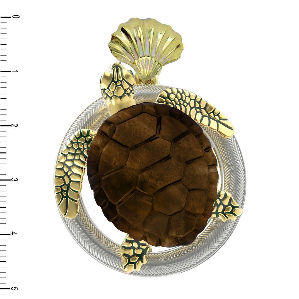 Подвеска из лимонного золота c эмаль и железным деревом
