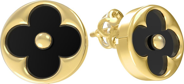 Серьги из лимонного золота c ониксом