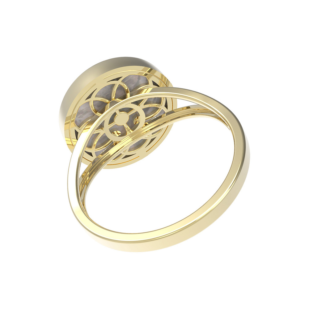 Кольцо из лимонного золота c бриллиантами и перламутром