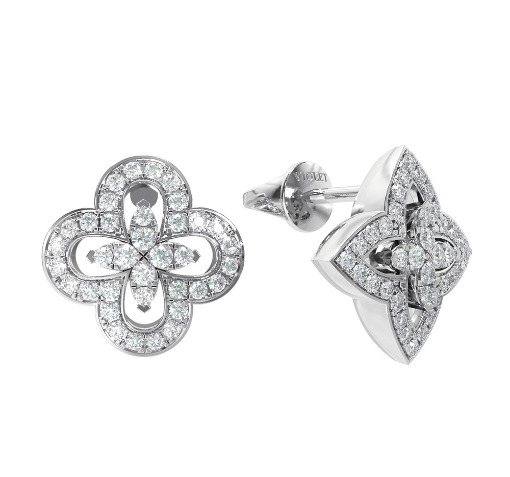 Серьги из белого золота c бриллиантами