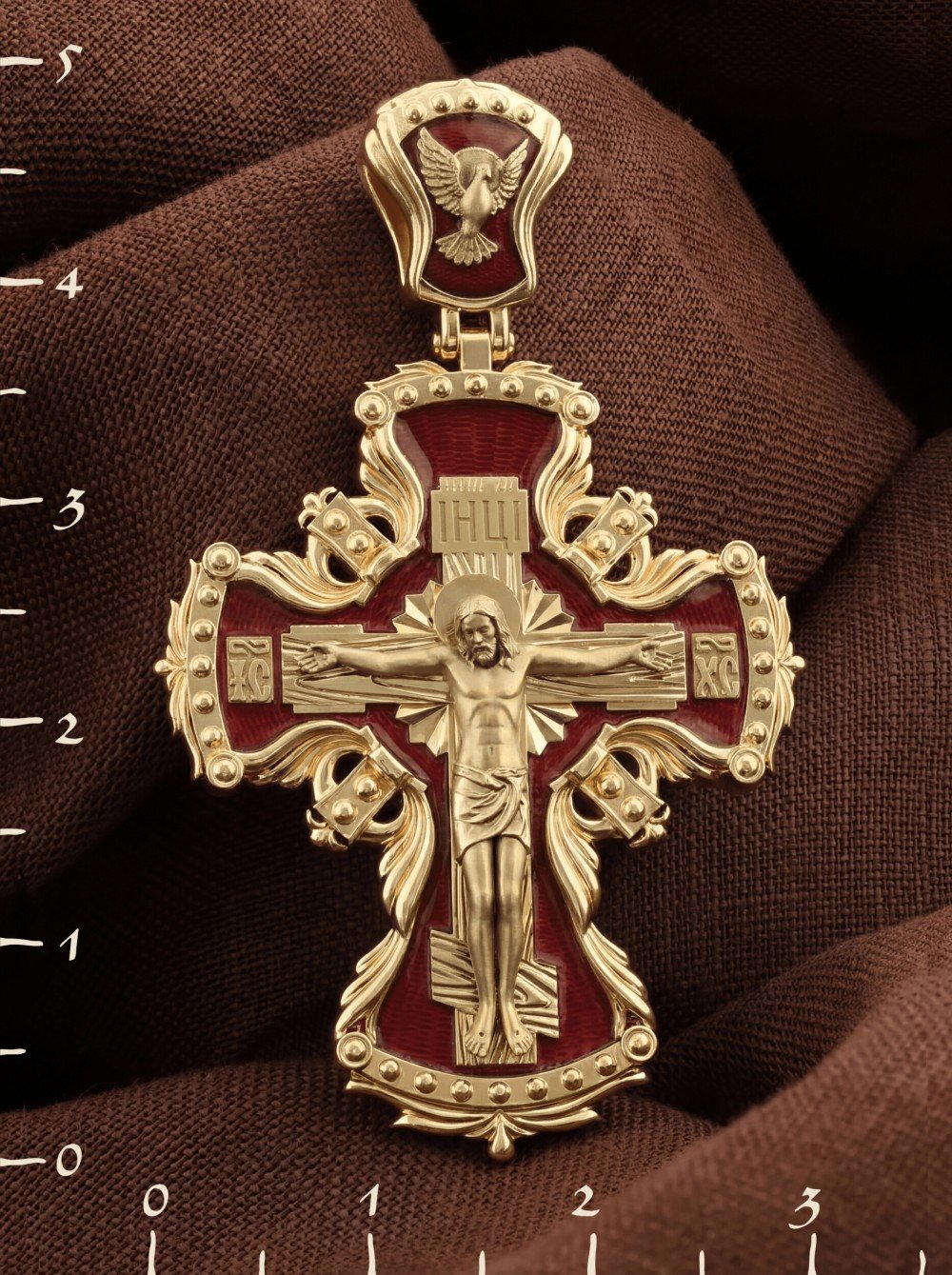 Крест из лимонного золота c эмалью