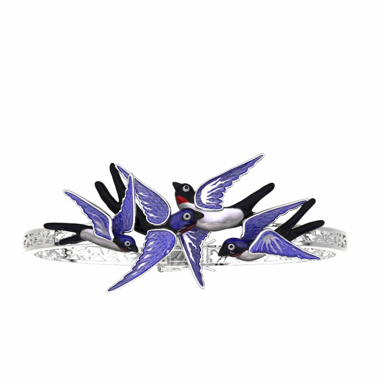 Браслет из белого золота c эмалью