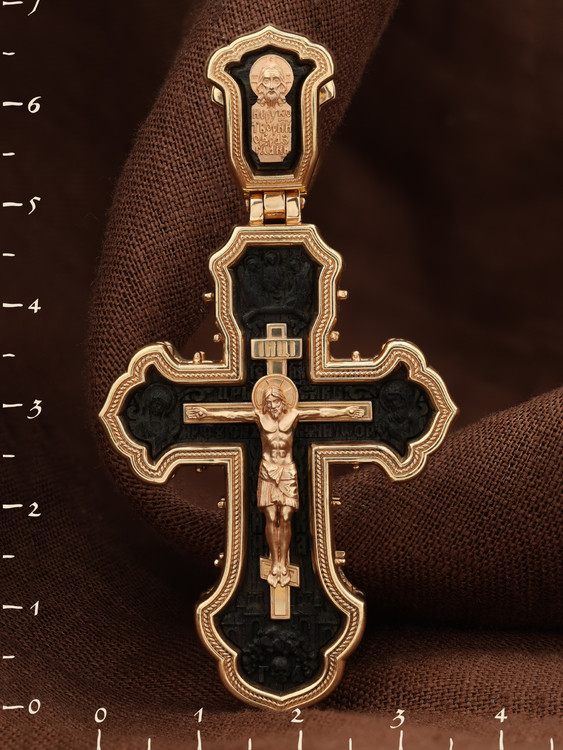 Крест из золота c эбеновым деревом