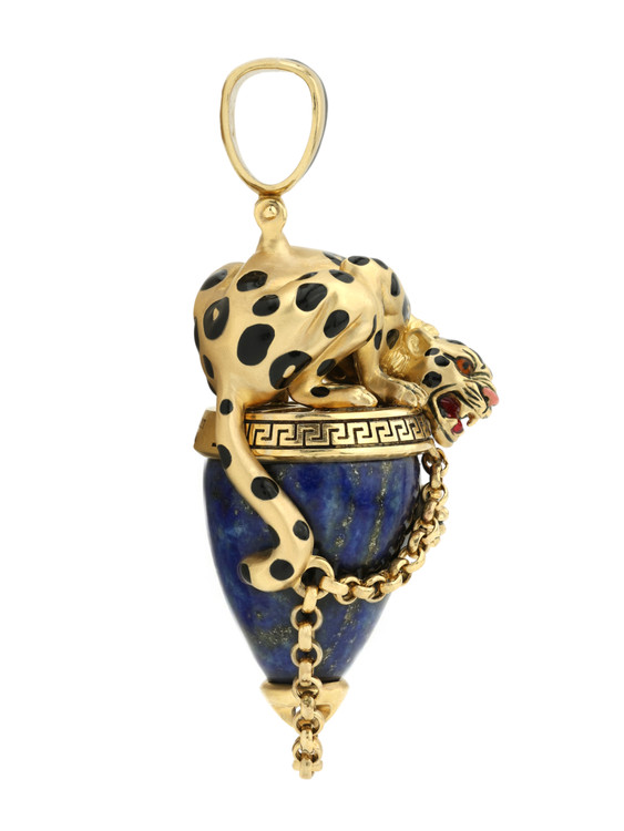 Подвеска из лимонного золота c эмаль и лазуритом