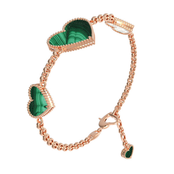 Браслет из золота c малахитом и перламутром