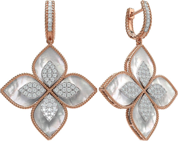 Серьги из золота c бриллиантами и перламутром